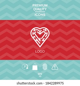 Logo - a labyrinth in the heart - a symbol of the search for love, solving problems in relationships, happiness.