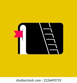 Logo ladder leads to knowledge. Book with ladder logo