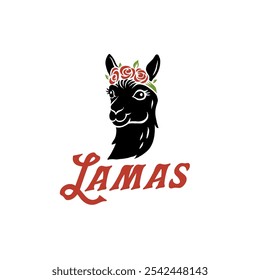 Logo Cabeza de lamas con diadema de flores