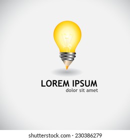 Logo lamp with pencil. Vector