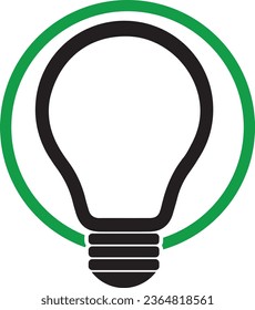 Logo of a lamp within a circle, eco lamp, eco logo, lamp in a green circle
