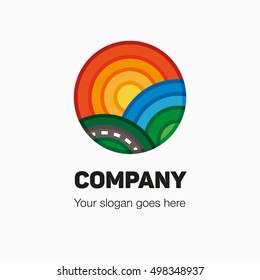 Logo with landscape in a circle