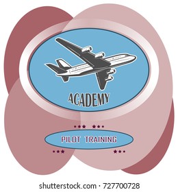 
logo of a large airplane in an oval frame. training pilots and air lines