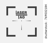 Logo for laser tag, flat design, vector illustration, target target pattern from rifle, gray, white, black