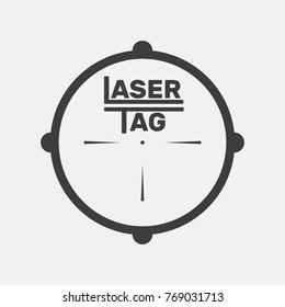 Logo For Laser Tag, Flat Design, Vector Illustration, Target Target Pattern From Rifle, Gray, White, Black, Airsoft, Icon, Team