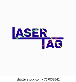 Logo for laser tag, flat design, vector illustration, rays of different colors, red, yellow, green, blue