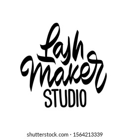 Logo Lash Maker Studio Lettering. Logo template for beauty salon. Vector illustration.