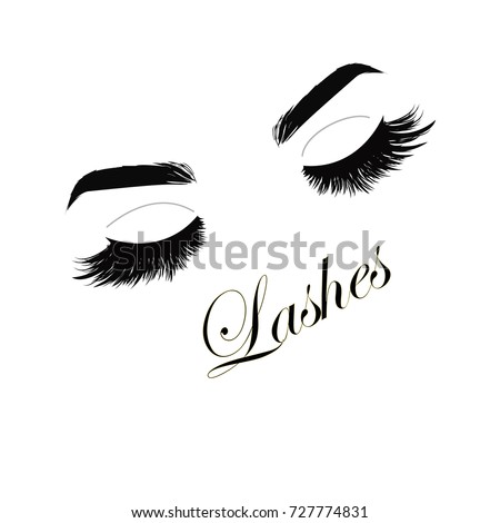 Logo lashes. Closed eyes. Eyebrows. Vector illustration