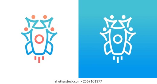 Logo launch group. Technology, teamwork. Icon symbol design template EPS 10.	
