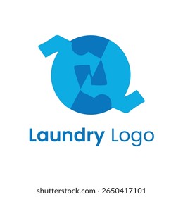 Logotipo Lavandaria Negócios Simples Vetor Criativo handraw azul lavanderia ícone logotipo liso