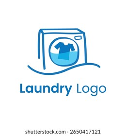 Logo Laundry Business Simples Vetor Criativo handraw ícone de lavanderia azul