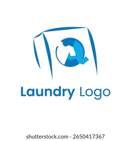 Logo Laundry Business Simples Creative Vetor máquinas ícone de lavanderia azul