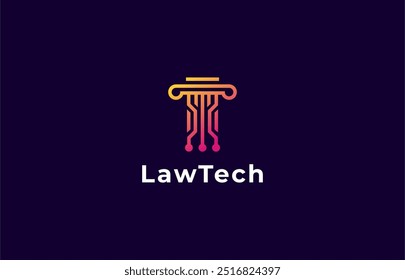 Circuito de tecnología Logo Law Pillar. Tecnología, App, moderno. Archivo editable