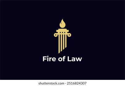 Logo Law Pillar and Torch fire. Justice, law firm and judge. Editable file