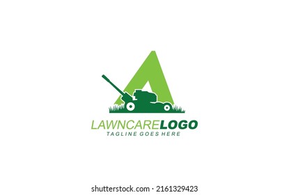 A logo lawncare for branding company. mower template vector illustration for your brand.