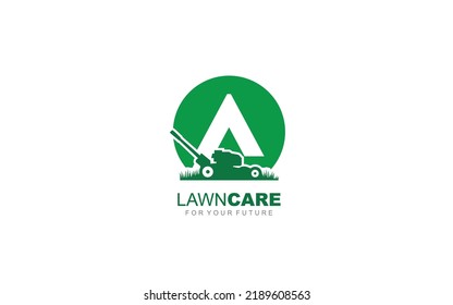 A logo lawncare for branding company. mower template vector illustration for your brand.