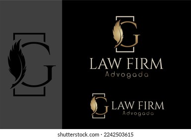 Logotipo, logotipo, logotipo de abogado basado en la letra inicial G