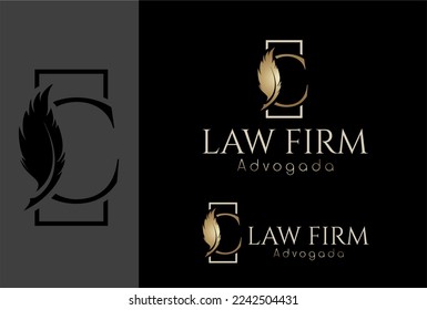 Logotipo, logotipo, logotipo de abogado basado en la letra inicial C