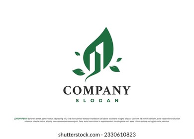 logo leaf building nature green eco business
