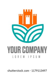 logo with leaf castle objects