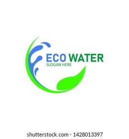 Logo leaf combination with Eco water vector