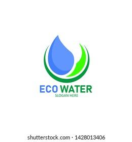 Logo leaf combination with Eco water vector