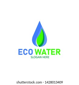 Logo leaf combination with Eco water vector