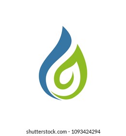 logo leaf combination with water