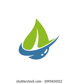 logo leaf combination with water