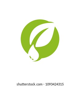 logo leaf combination with water