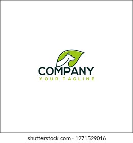 logo leaf dog care simple concept- vector