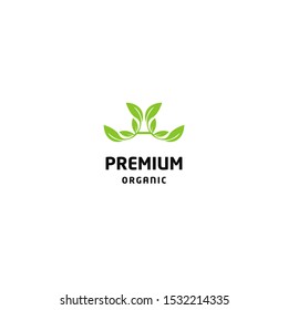 A logo with leaf element vector design 
