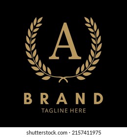 logo a leaf frame gold color