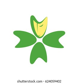 Logo leaf. The green logo. Vector illustration. 