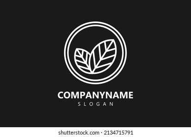Logo Leaf Icon line art Vector Illustrations