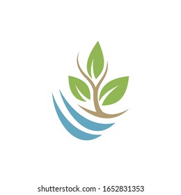 Logo leaf landscape vector template