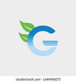 logo leaf with letter g vector design