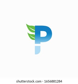 hoja de logotipo con diseño vectorial de letra p