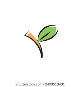 Logo leaf plant minimalist design with blank background