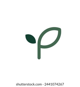 Logo leaf seed line stroke with blank background