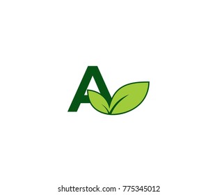 a logo leaf smbol. flat green icon on white background