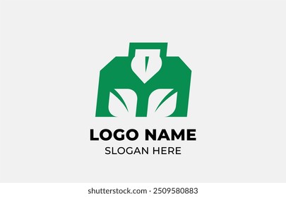 Logo Leaf symbols and Box Delivery. Template design Nature, tree, go green and growth concept with icon. Editable file