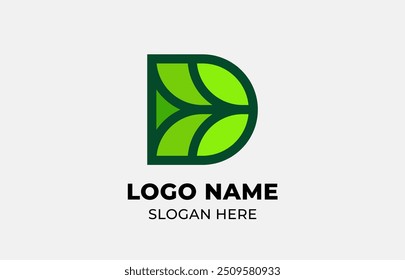 Logo Leaf symbols and Letter D. Template design Nature, tree, go green and growth concept with icon. Editable file
