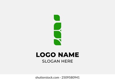 Logotipo Símbolos de la hoja y letra I. Naturaleza de diseño de la Plantilla, árbol, ir verde y concepto de crecimiento con el icono. Archivo editable