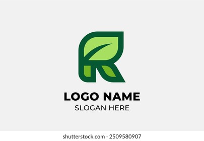 Logo Leaf symbols and Letter R. Template design Nature, tree, go green and growth concept with icon. Editable file