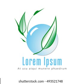 Logo with leaf and water drop for an industry company respectful of ambient and environment