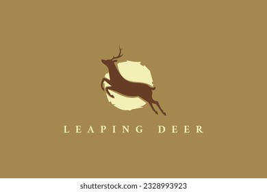 logo leaping deer jump silhouette sunset abstract stag antlers