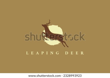logo leaping deer jump silhouette sunset abstract stag antlers