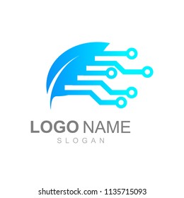 
logo leaves with speed and technology, logo ready to use