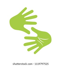 Logo of the left and right palm with five or ten finger. hand logo vector. Initial S palm of hand logo